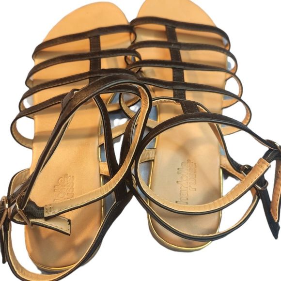 Charlotte Russe Shoes Flats Stappy Sandals Black Womens Size 9 - Picture 10 of 10